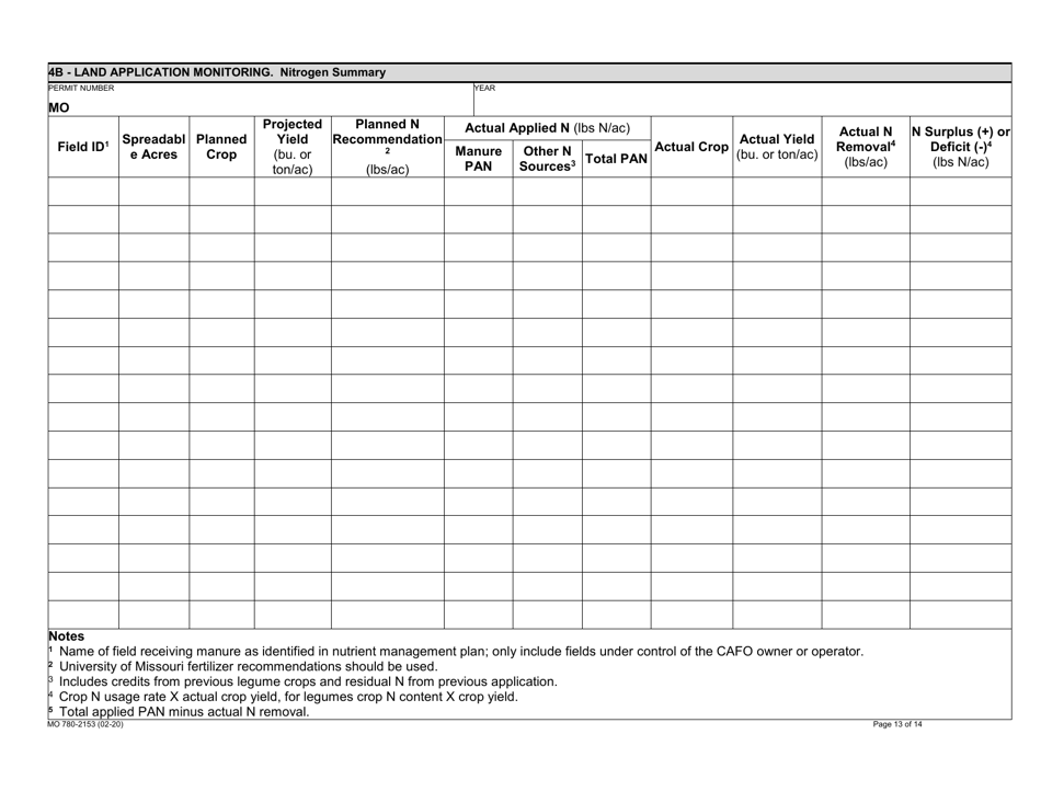 Form MO780-2153 Cafo Record Keeping Forms Checklist - Missouri, Page 13