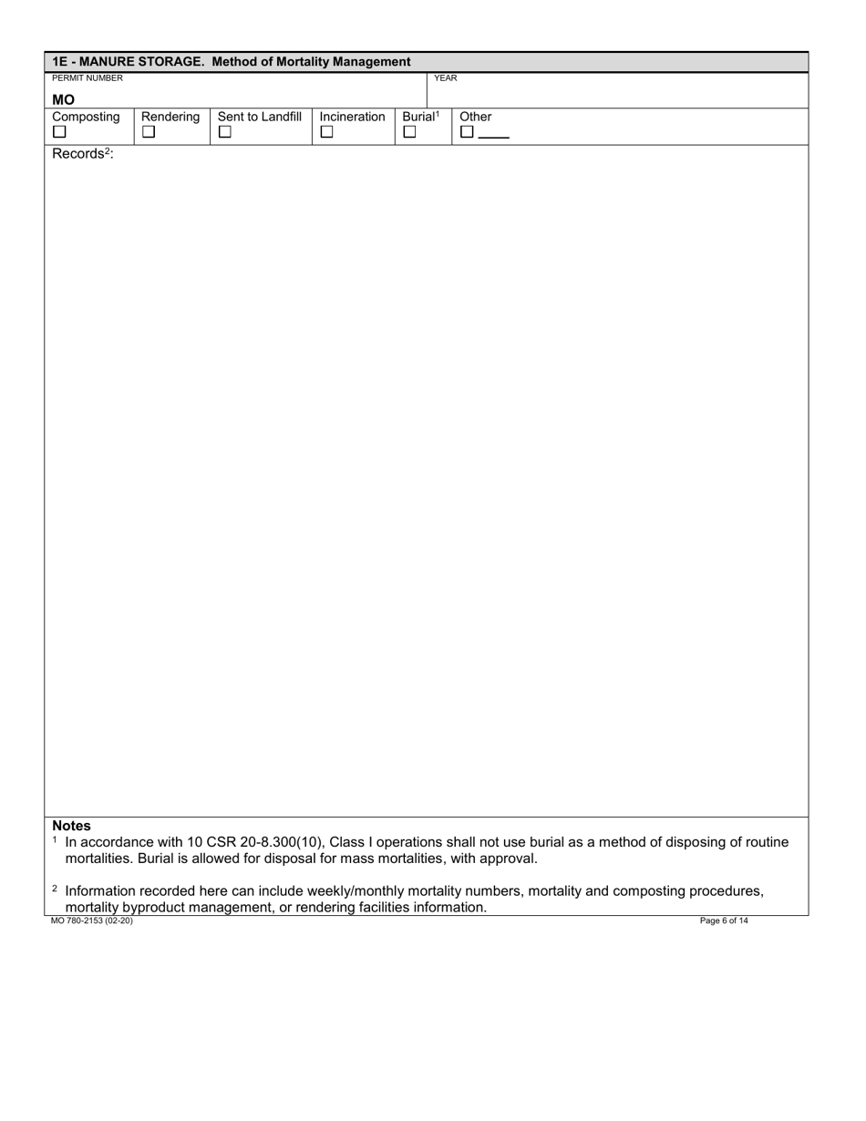Form MO780-2153 Cafo Record Keeping Forms Checklist - Missouri, Page 6