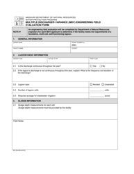 Form MO780-2835 &quot;Multiple Discharger Variance (Mdv) Engineering Field Evaluation Form&quot; - Missouri