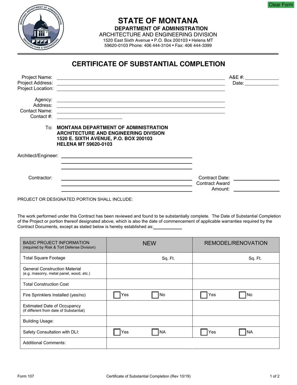 Certificate Of Substantial Completion Template