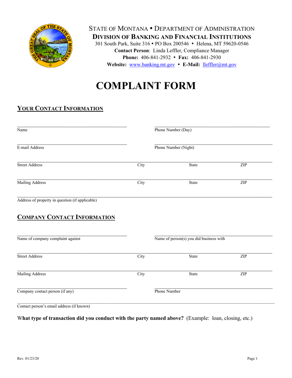 Complaint Form - Montana, Page 4