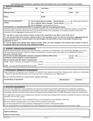 Form DLI-ERD-WCR001 &quot;Application for Home Inspector Registration&quot; - Montana, Page 2