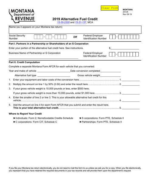 Form AFCR 2019 Printable Pdf