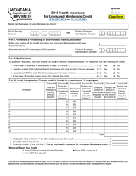 Form HI Health Insurance for Uninsured Montanans Credit - Montana