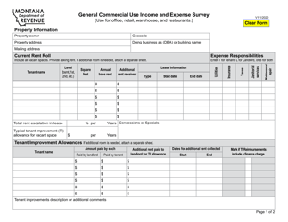 Document preview: General Commercial Use Income and Expense Survey - Montana
