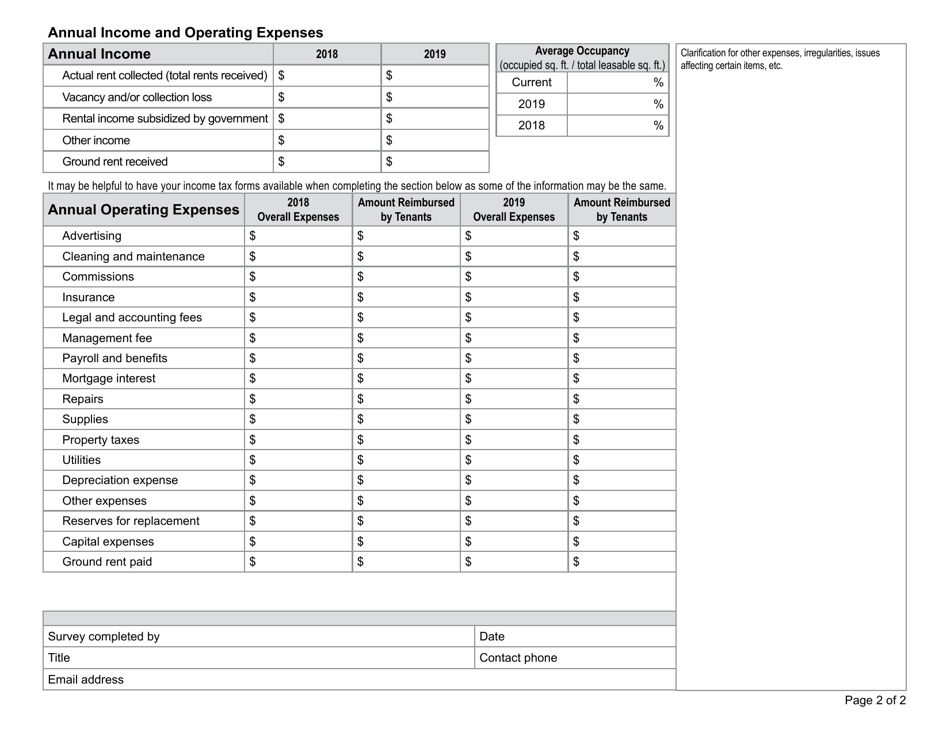 General Commercial Use Income and Expense Survey - Montana, Page 2