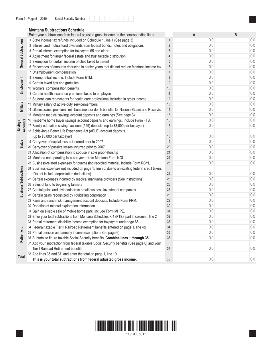 Form 2 Montana Individual Income Tax Return - Montana, Page 5