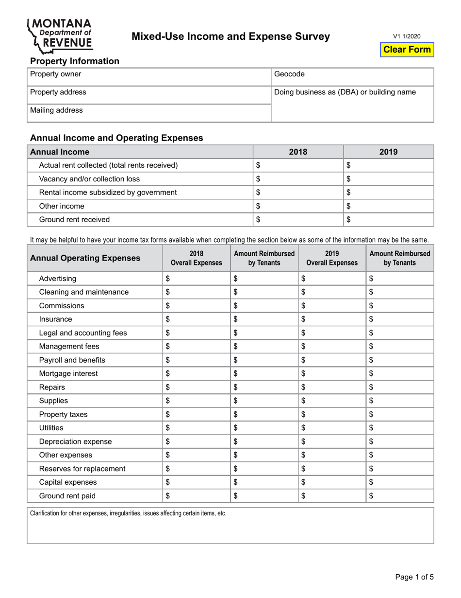 Montana Mixed-use Income And Expense Survey - Fill Out, Sign Online And 