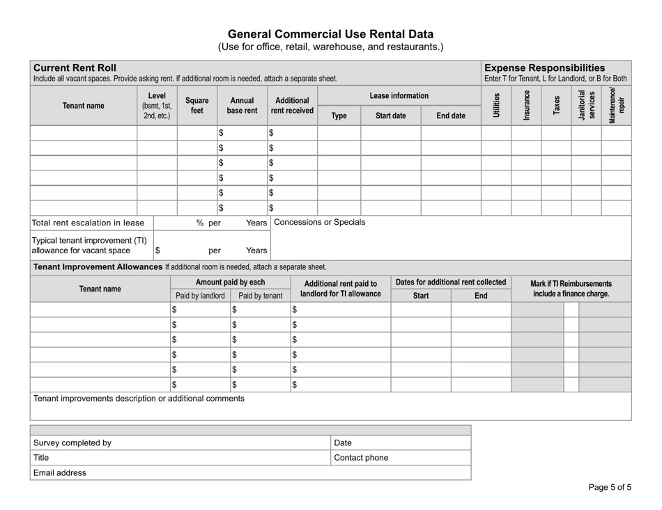 Mixed-Use Income and Expense Survey - Montana, Page 5