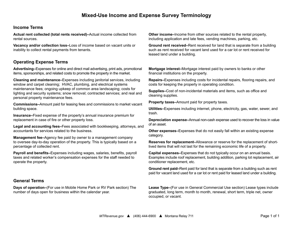 Mixed-Use Income and Expense Survey - Montana, Page 6