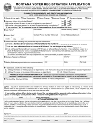 Document preview: Montana Voter Registration Application - Montana