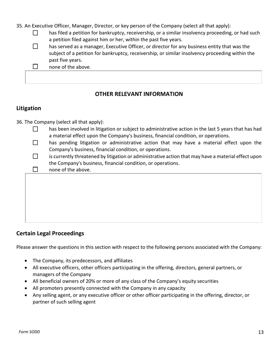 Form SODD Seller Offering Disclosure Document - Nebraska, Page 14