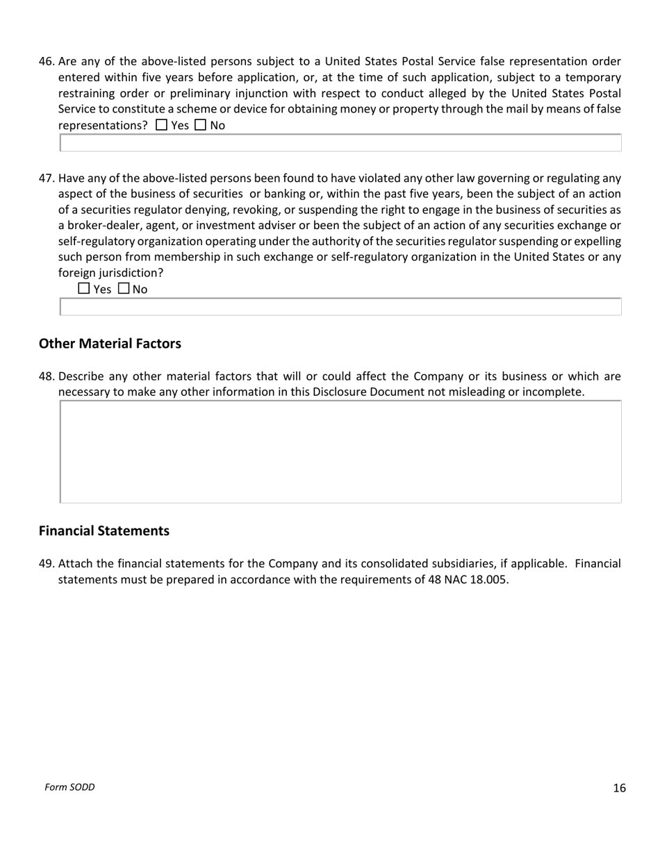 Form SODD Seller Offering Disclosure Document - Nebraska, Page 17