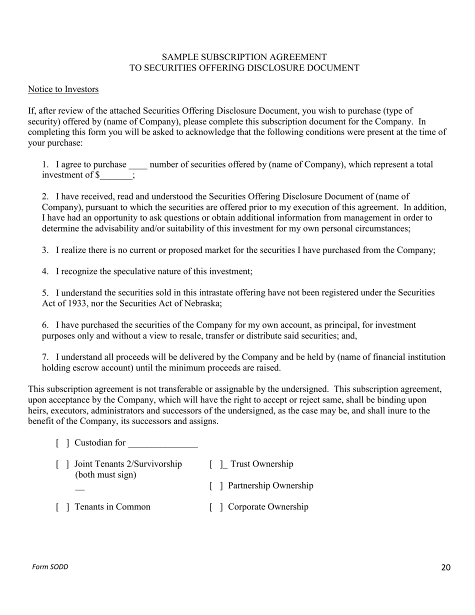 Form SODD Seller Offering Disclosure Document - Nebraska, Page 21