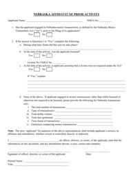 Nebraska Affidavit of Prior Activity - Nebraska, Page 2