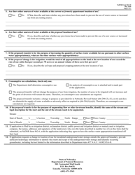 DNR Form 962-10 Addendum to Application for a Non-expedited Change of Appropriation a Change in Location of Use - Nebraska, Page 2