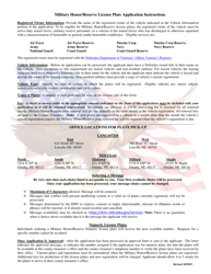 Application for Military Honor/Reserve License Plates - Nebraska, Page 2