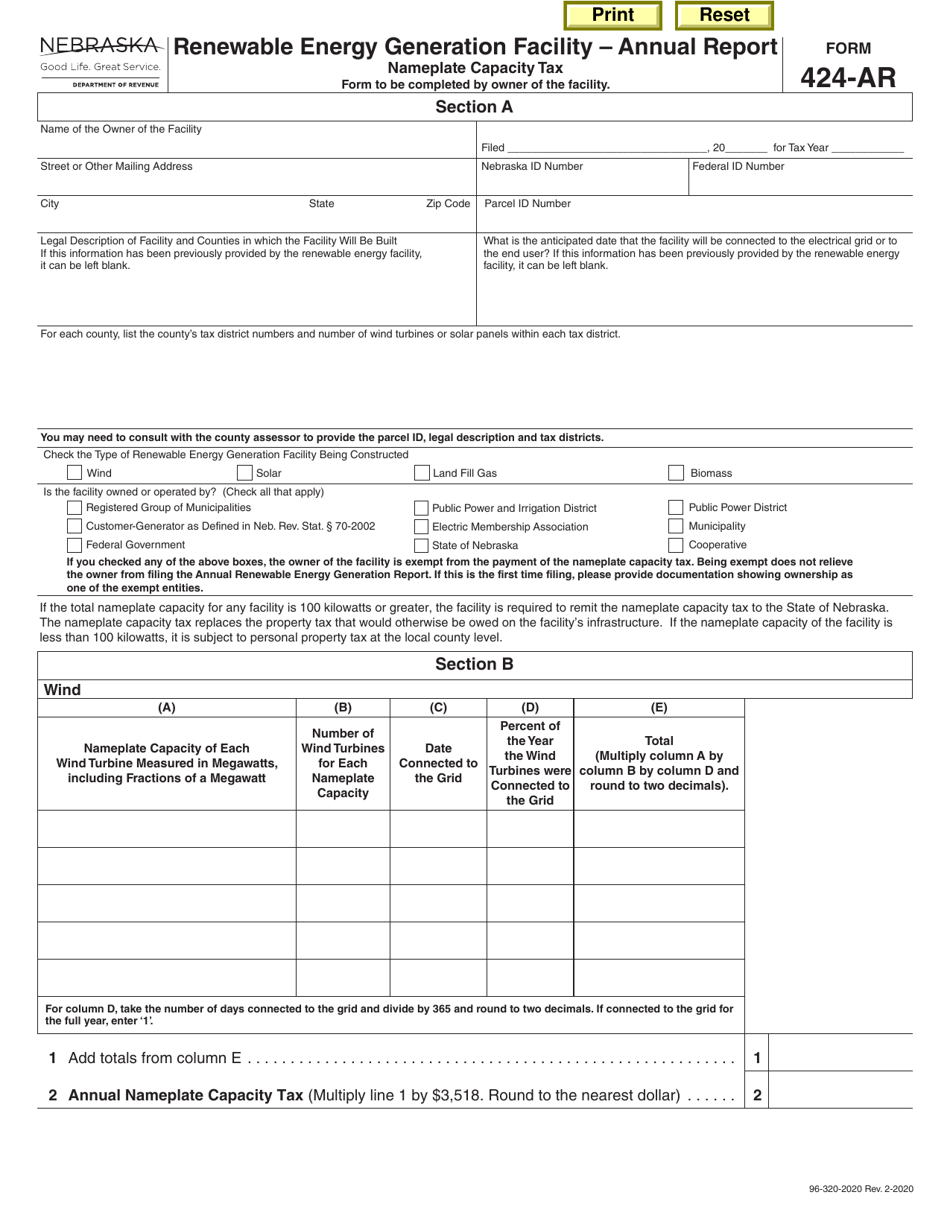 Form 424-AR Download Fillable PDF or Fill Online Renewable Energy ...