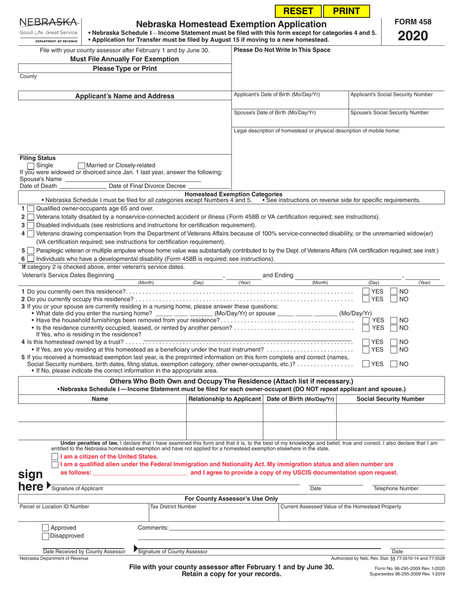 Form 458 2020 Fill Out Sign Online And Download Fillable Pdf Nebraska Templateroller 3229