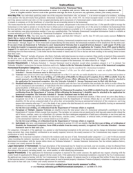 Form 458 Nebraska Homestead Exemption Application - Nebraska, Page 2