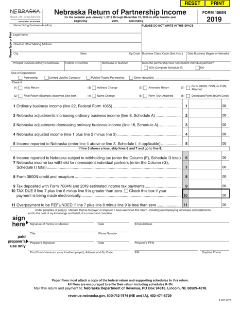 Form 1065N 2019 Printable Pdf