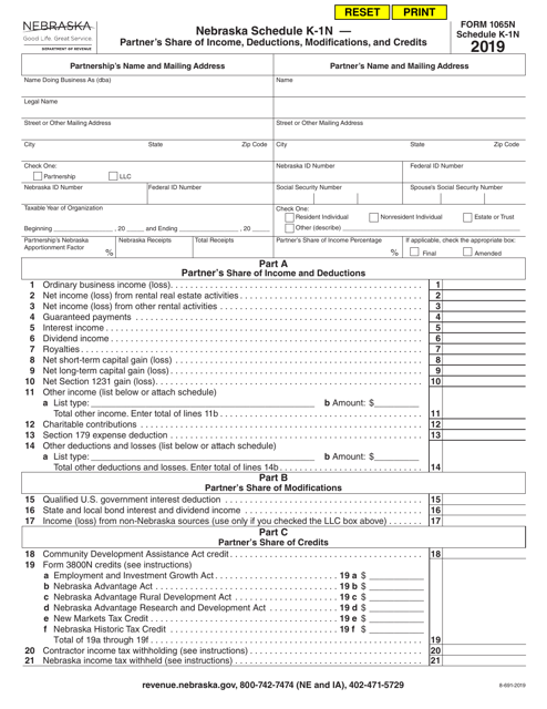 Form 1065N Schedule K-1N 2019 Printable Pdf