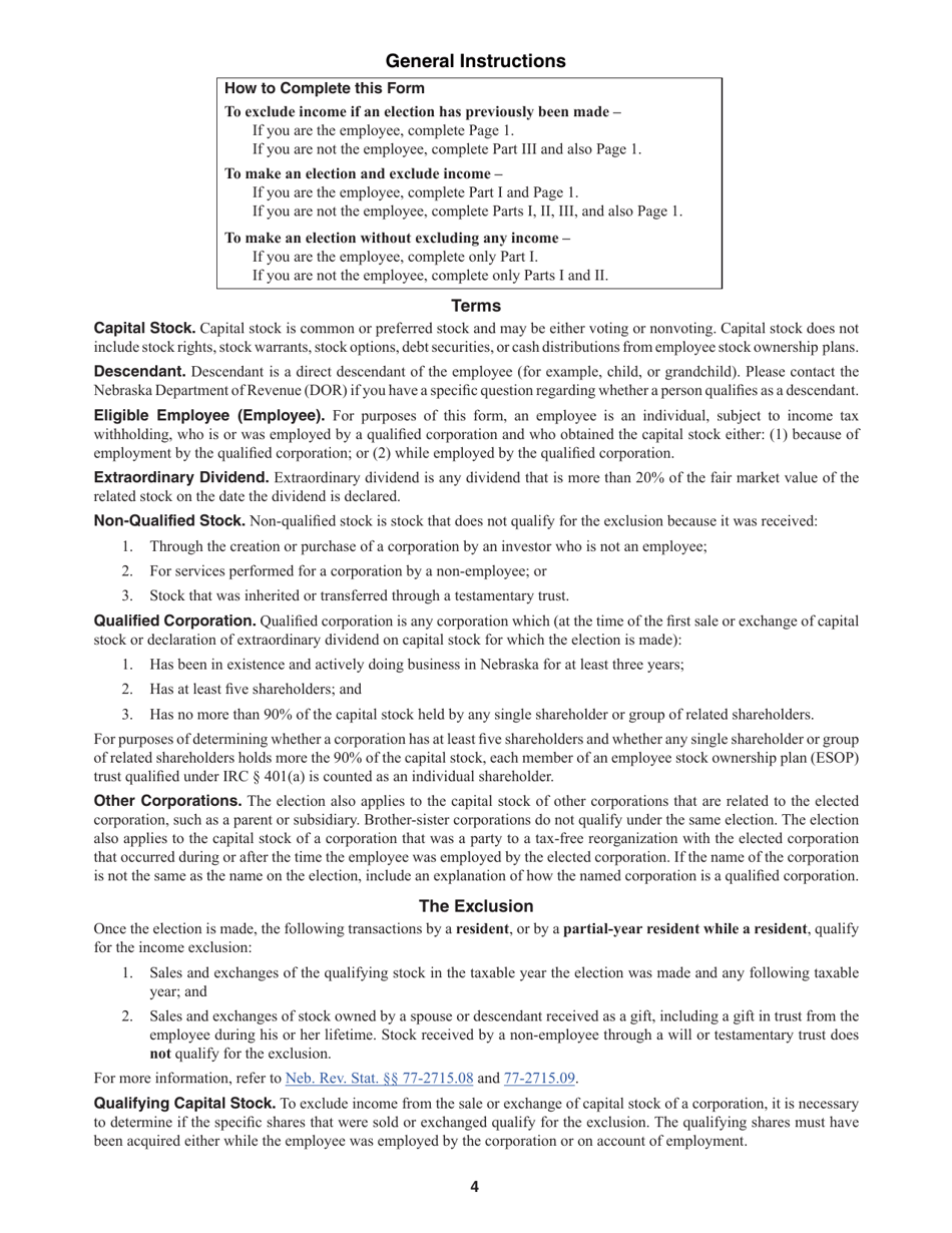 Form 4797N Special Capital Gains / Extraordinary Dividend Election and Computation - Nebraska, Page 4
