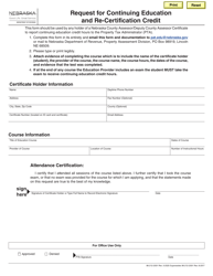 Document preview: Request for Continuing Education and Re-certification Credit - Nebraska