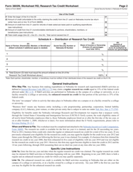 Form 3800N Worksheet RD Research Tax Credit Worksheet for Tax Years 2009 and After - Nebraska, Page 2