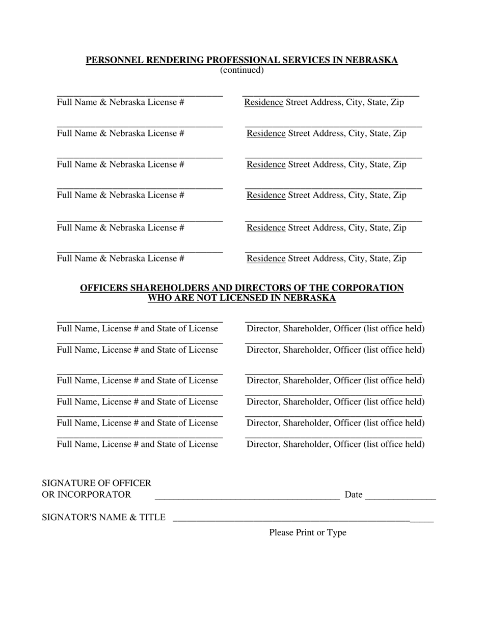 Application for Electronic Access of Records (Foreign Corporations) - Nebraska, Page 2