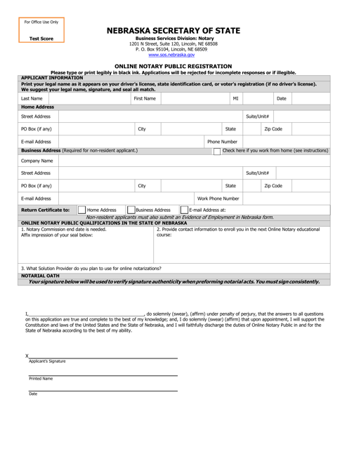 Online Notary Public Registration - Nebraska Download Pdf