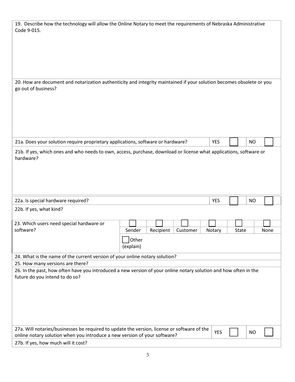 Application for Online Notary Public Solution Provider - Nebraska, Page 3