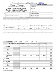 DR Form 530 Local Public Agency (Lpa) Project Programming Request - Nebraska