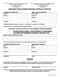 Document preview: Request for Hearing Before the Appeals Officer - Nevada
