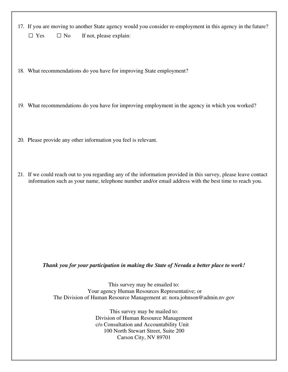 Employee Exit Interview Survey - Nevada, Page 5