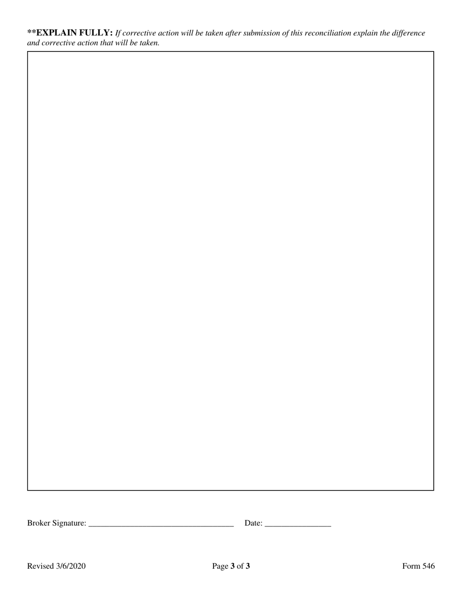 Form 546 Trust Account Reconciliation - Nevada, Page 3