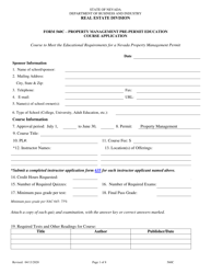 Form 560C Property Management Pre-permit Education Course Application - Nevada