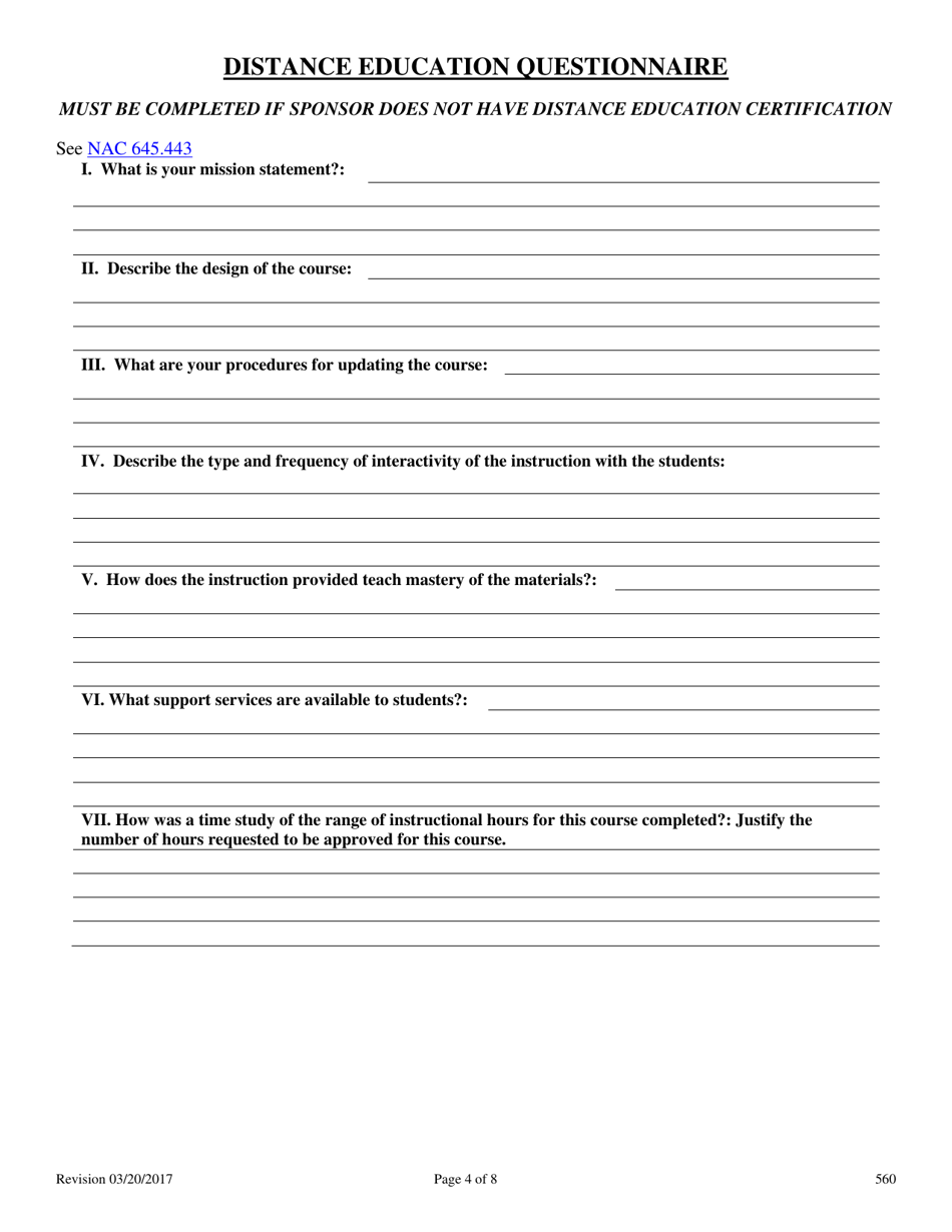 Form 560C Property Management Pre-permit Education Course Application - Nevada, Page 4