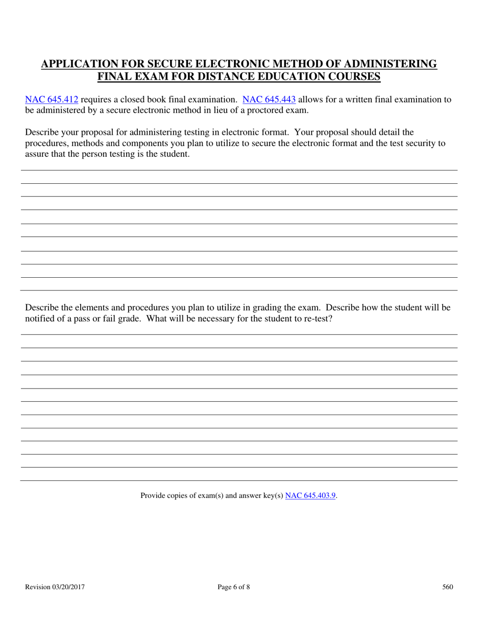 Form 560C Property Management Pre-permit Education Course Application - Nevada, Page 6