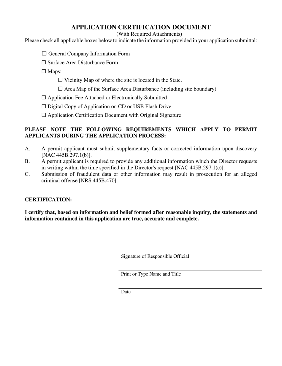 Nevada Class II Air Quality Operating Permit Application Form - Surface ...