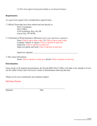 Part C Alternative Certification Request - Nevada, Page 2