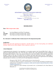 Document preview: Part C Alternative Certification Request - Nevada