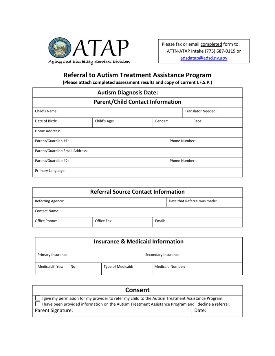 Atap Referral Form - Nevada, Page 1
