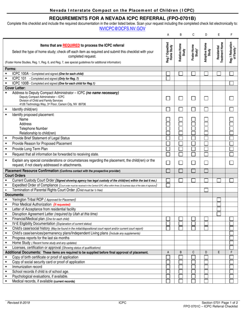 Icpc General Checklist - Nevada Download Pdf