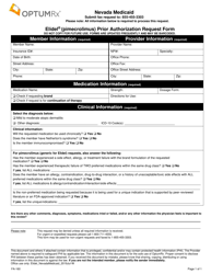 Document preview: Form FA-160 Elidel (Pimecrolimus) Prior Authorization Request Form - Nevada