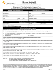 Document preview: Form FA-166 Zolgensma Prior Authorization Request Form - Nevada