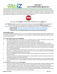 Document preview: Nevada Webiz View Only User Confidentiality Agreement - Nevada