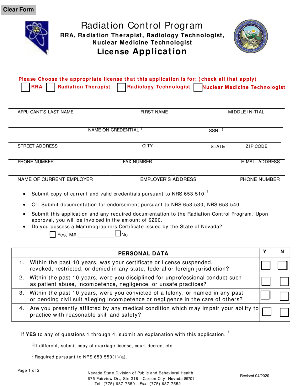 nevada medical technologist license requirements