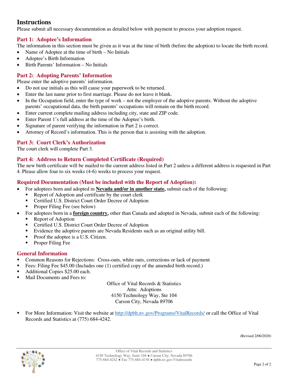 Report of Adoption - Nevada, Page 2