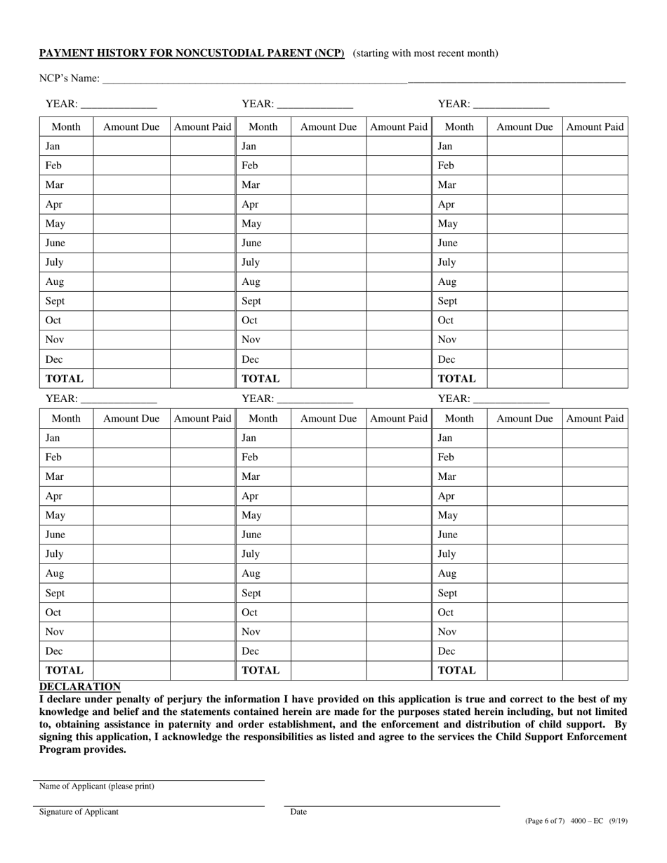 Form 4000-EC Application for Child Support Services - Nevada, Page 6